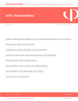 APA Newsletters Spring 2018 Volume 17, No. 2