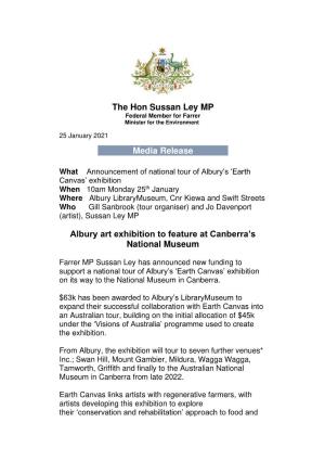 The Hon Sussan Ley MP Media Release Albury Art Exhibition to Feature at Canberra's National Museum