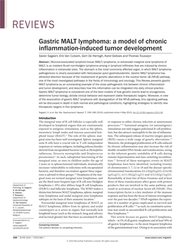 Gastric MALT Lymphoma: a Model of Chronic Inflammation-Induced Tumor Development Xavier Sagaert, Eric Van Cutsem, Gert De Hertogh, Karel Geboes and Thomas Tousseyn