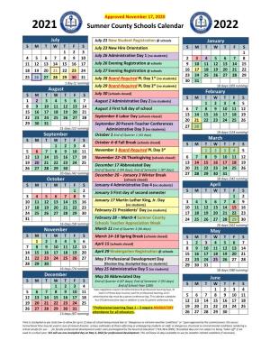 Sumner County Schools Calendar 2021-2022