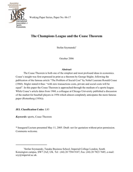 The Champions League and the Coase Theorem