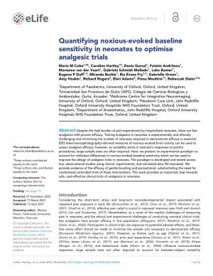 Quantifying Noxious-Evoked Baseline Sensitivity in Neonates to Optimise Analgesic Trials