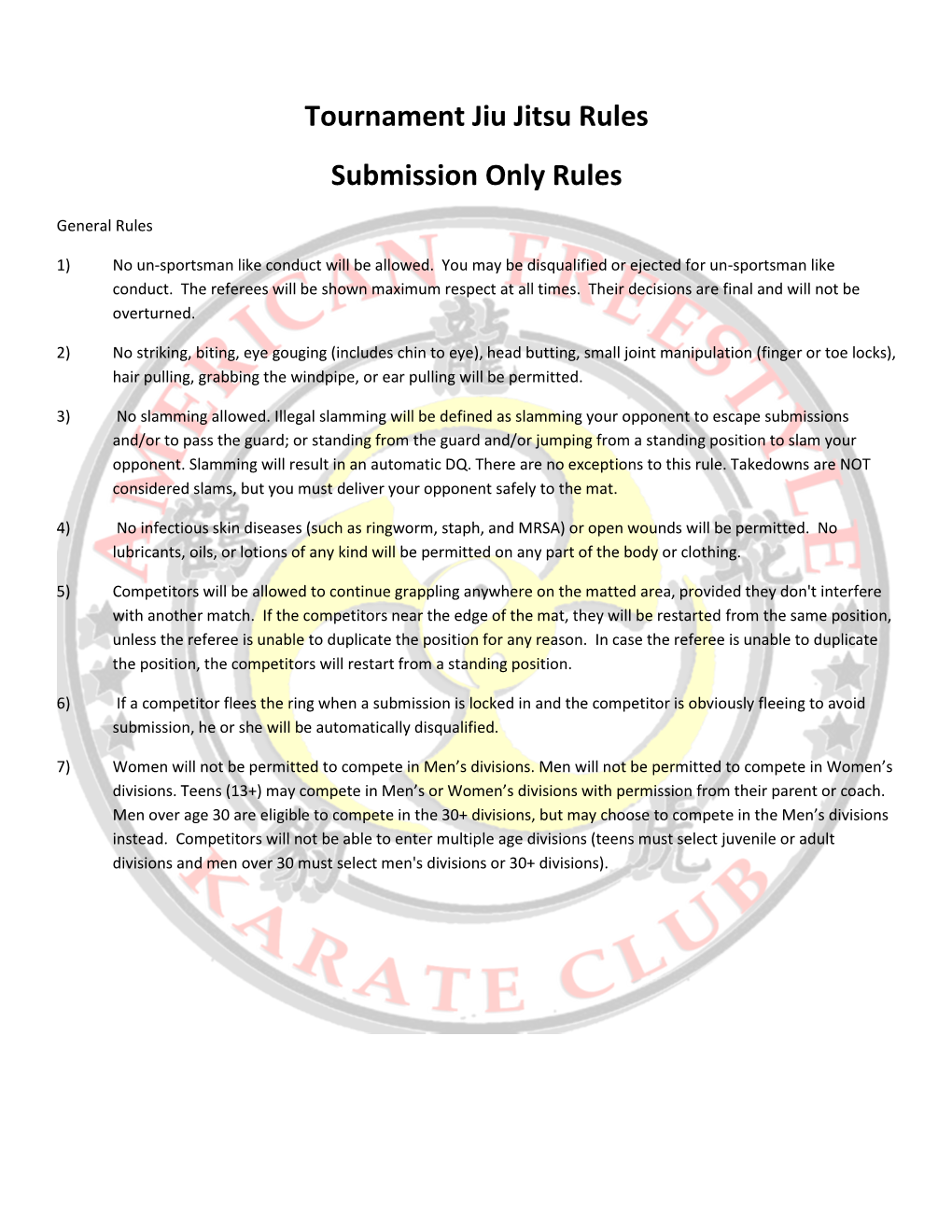 Tournament Jiu Jitsu Rules Submission Only Rules DocsLib