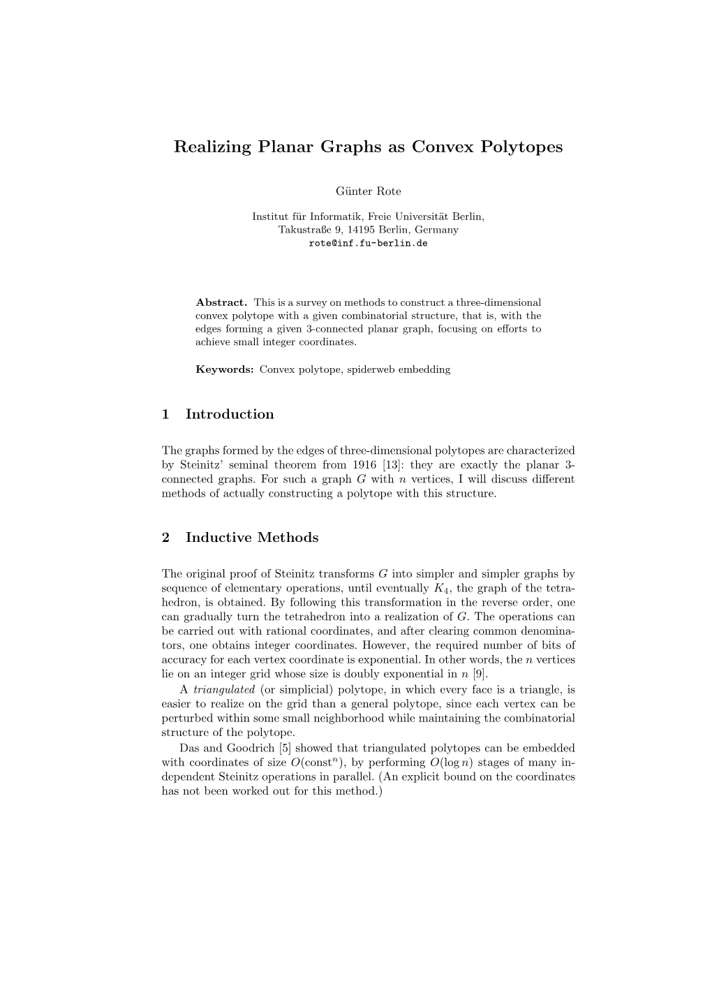 Realizing Planar Graphs As Convex Polytopes