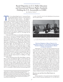 Racial Disparities in U.S. Public Education and International Human Rights Standards: Holding the U.S. Accountable to CERD by Amelia Parker*