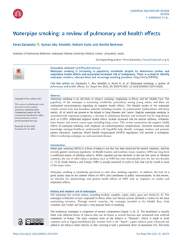 Waterpipe Smoking: a Review of Pulmonary and Health Effects
