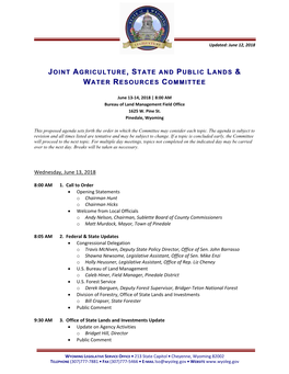 Joint Agriculture, State and Public Lands & Water