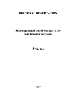 DOCTORAL DISSERTATION Suprasegmental Sound Changes In