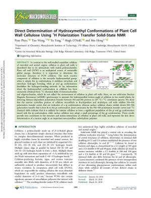 Direct Determination of Hydroxymethyl Conformations of Plant Cell Wall