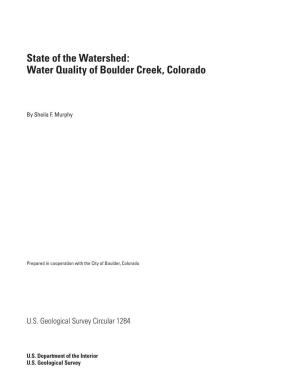 Water Quality of Boulder Creek, Colorado