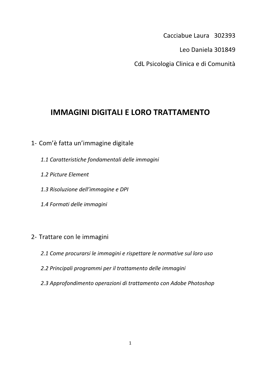 Immagini Digitali E Loro Trattamento