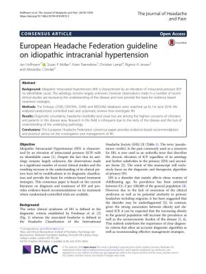European Headache Federation Guideline on Idiopathic Intracranial