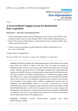 A Geoweb-Based Tagging System for Borderlands Data Acquisition