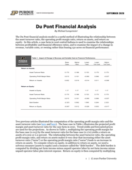 Du Pont Financial Analysis by Michael Langemeier
