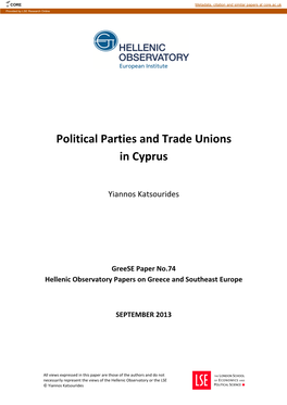 Political Parties and Trade Unions in Cyprus