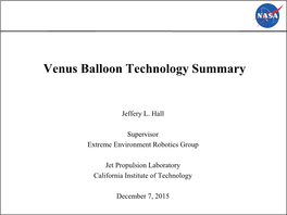 Venus Balloon Technology Summary