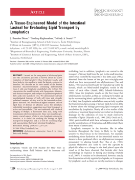 A Tissue-Engineered Model of the Intestinal Lacteal for Evaluating Lipid Transport by Lymphatics