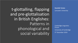 Patterns in Phonological and Social Variability