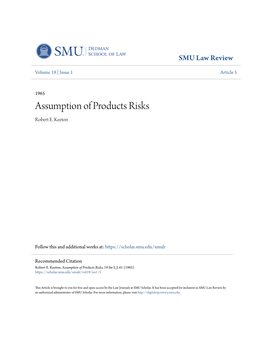 Assumption of Products Risks Robert E