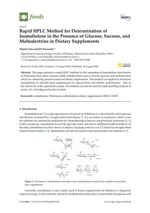 Rapid HPLC Method for Determination of Isomaltulose in The