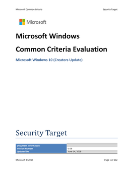 Microsoft Windows Common Criteria Evaluation Security Target