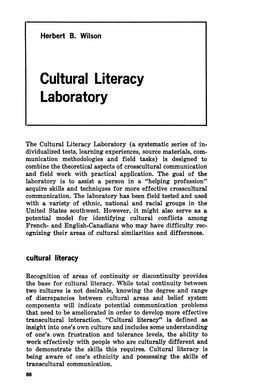 Cultural Literacy Laboratory