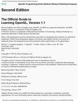 Opengl Programming Guide (Addison-Wesley Publishing Company)