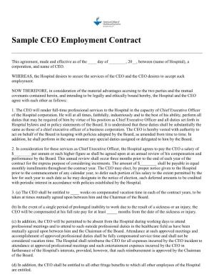 Sample CEO Employment Contract