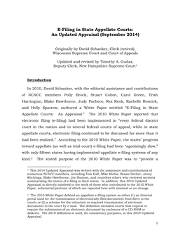 E-Filing in State Appellate Courts: an Updated Appraisal (September 2014)