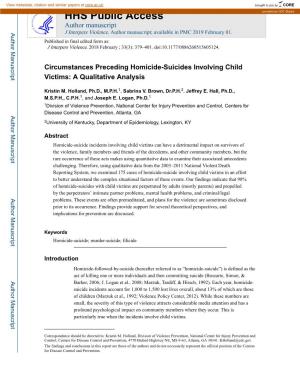 Circumstances Preceding Homicide-Suicides Involving Child Victims: a Qualitative Analysis