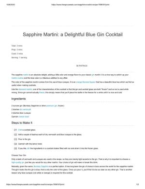 Sapphire Martini: a Delightful Blue Gin Cocktail