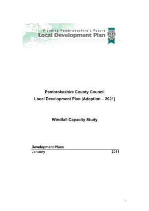 Pembrokeshire County Council Local Development Plan (Adoption – 2021) Windfall Capacity Study