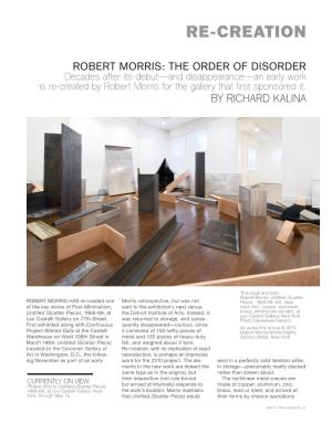 “Robert Morris: the Order of Disorder”, Art in America, May 2010