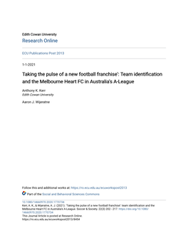 Taking the Pulse of a New Football Franchise': Team Identification and the Melbourne Heart FC in Australia's A-League