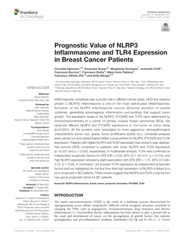 Prognostic Value of NLRP3 Inflammasome and TLR4