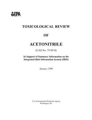 TOXICOLOGICAL REVIEW of ACETONITRILE (CAS No