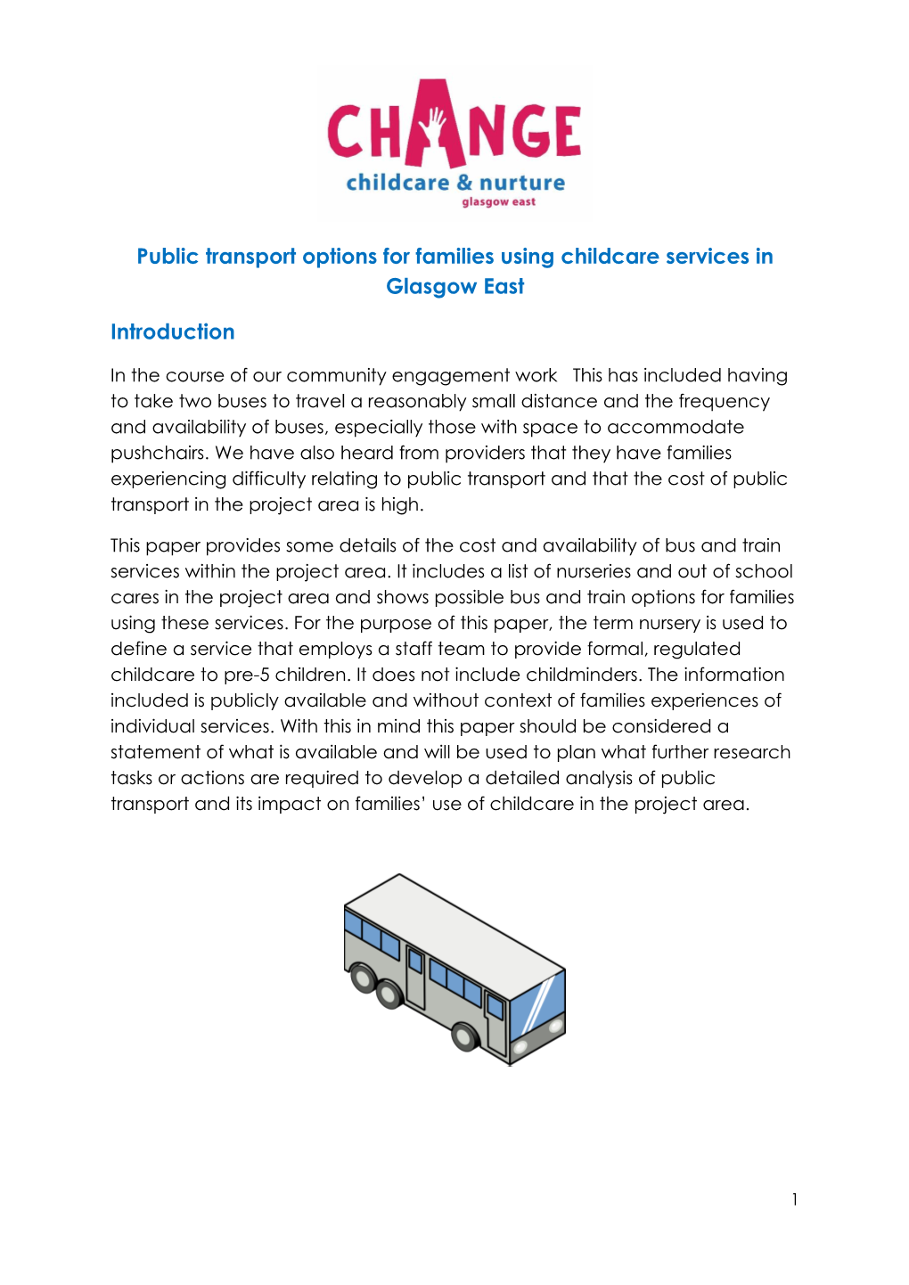 Public Transport Options for Families Using Childcare Services in Glasgow East