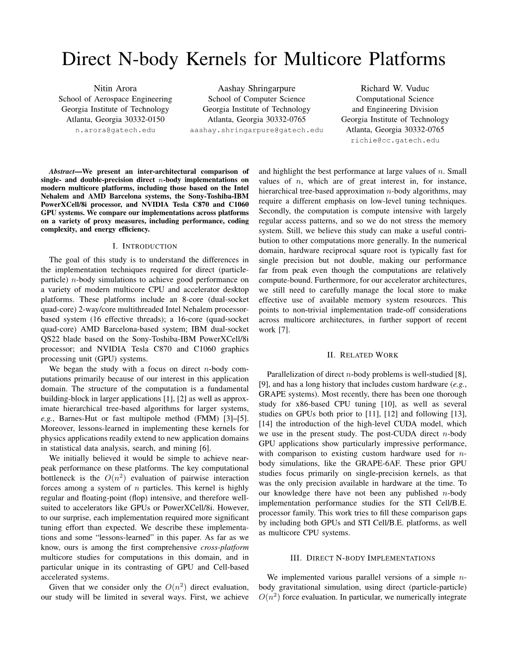 Direct N-Body Kernels for Multicore Platforms