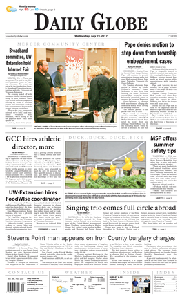 Pope Denies Motion to Step Down from Township Embezzlement Cases GCC Hires Athletic Director, More