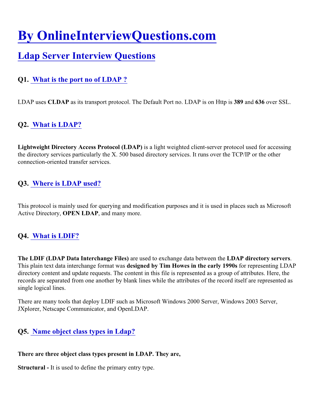 Ldap Server Interview Questions