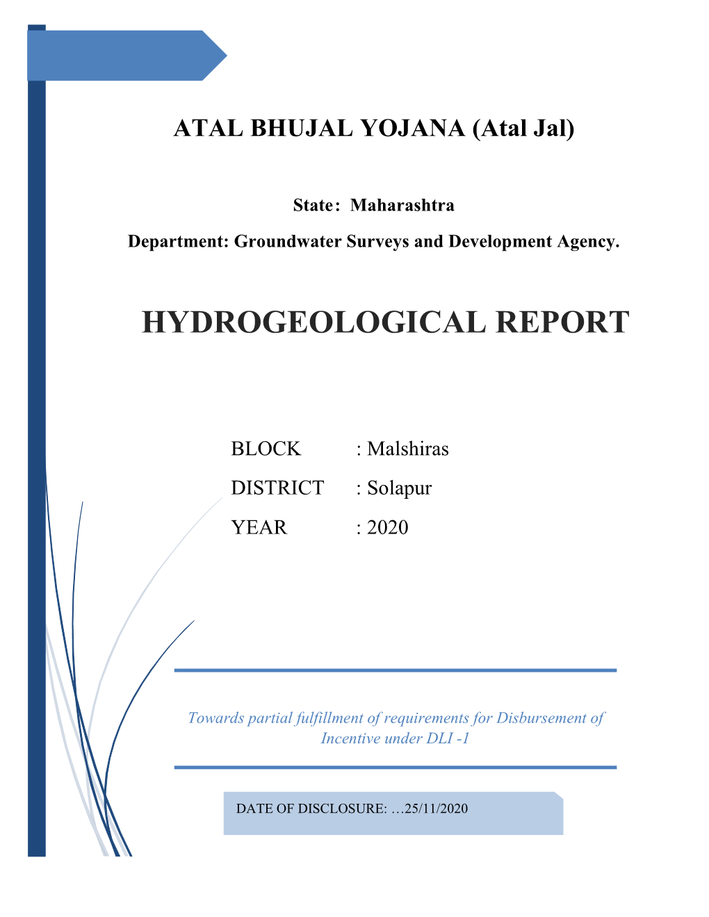 Atal Bhujal Hydrogeological Report- Taluka Malshiras District Solapur