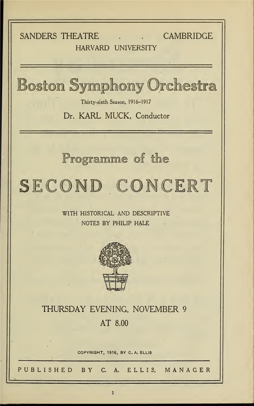 Boston Symphony Orchestra Concert Programs, Season 36,1916