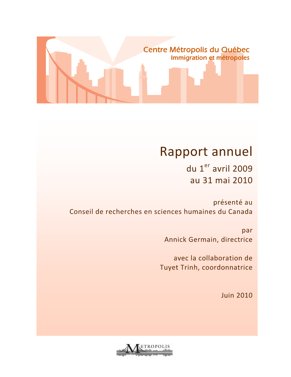 Rapport Annuel Du 1Er Avril 2009 Au 31 Mai 2010