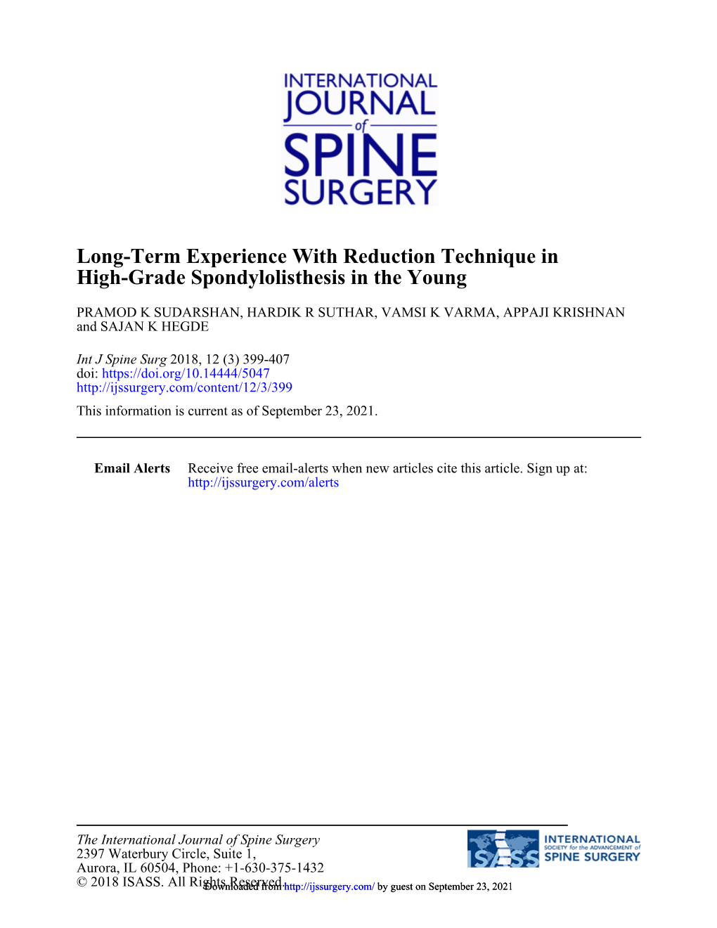 High-Grade Spondylolisthesis in the Young Long-Term Experience With