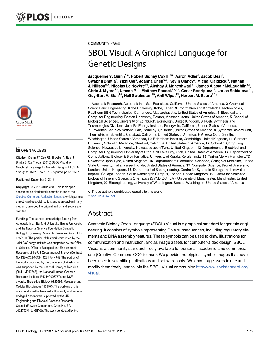 SBOL Visual: a Graphical Language for Genetic Designs