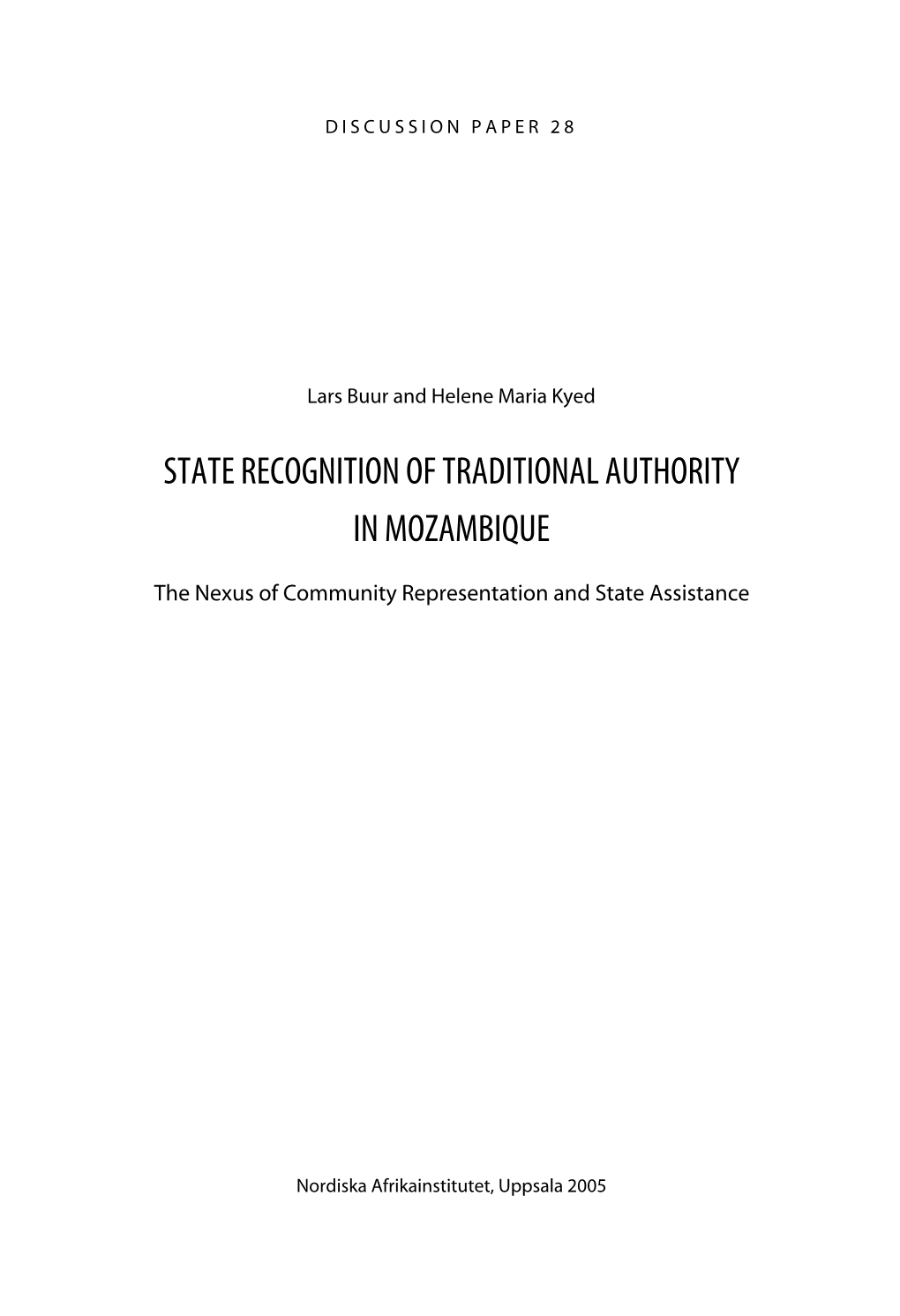 State Recognition of Traditional Authority in Mozambique