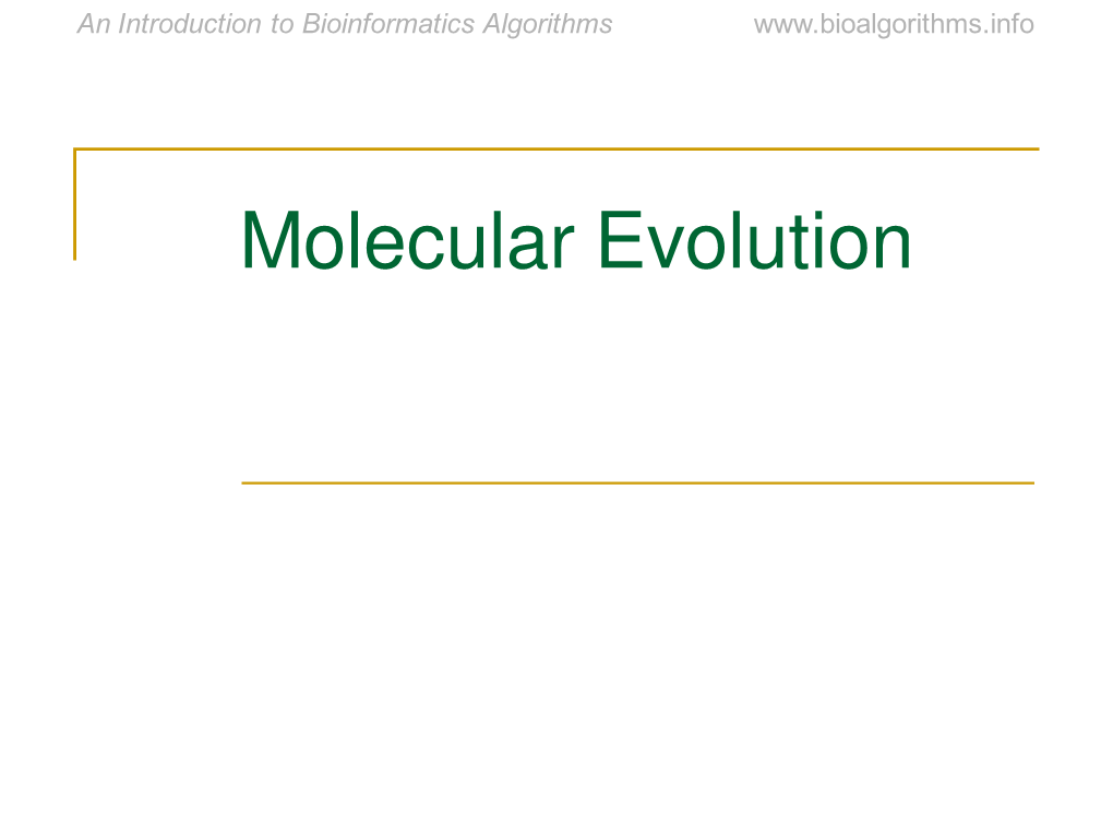 Molecular Evolution 1