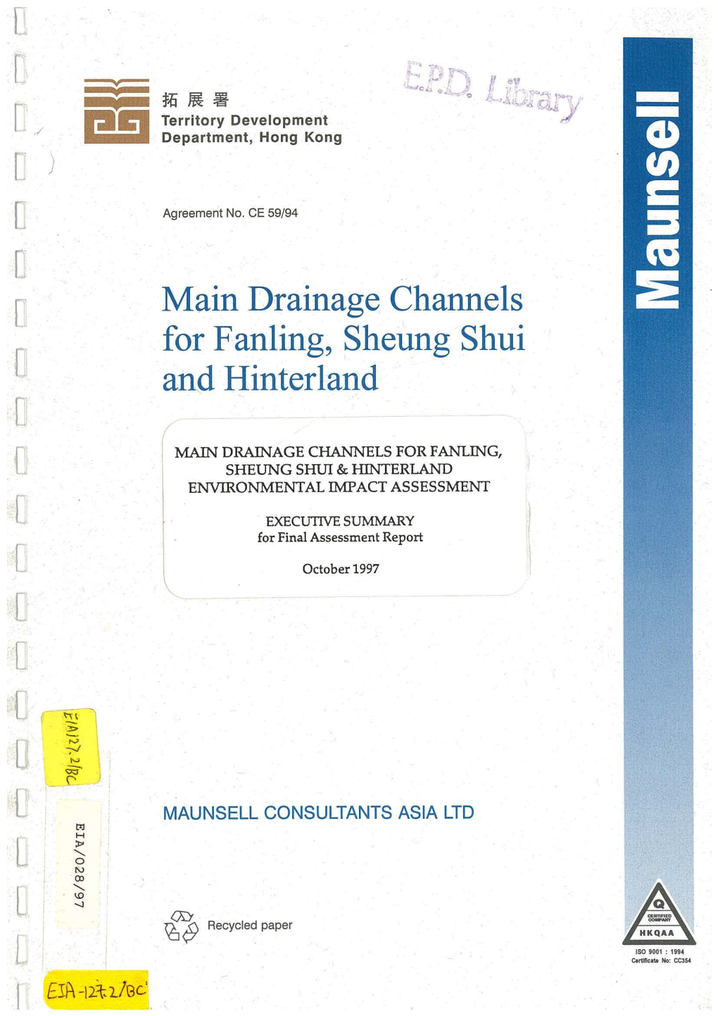 Main Drainage Channels for Fanling, Sheung Shui and Hinterland