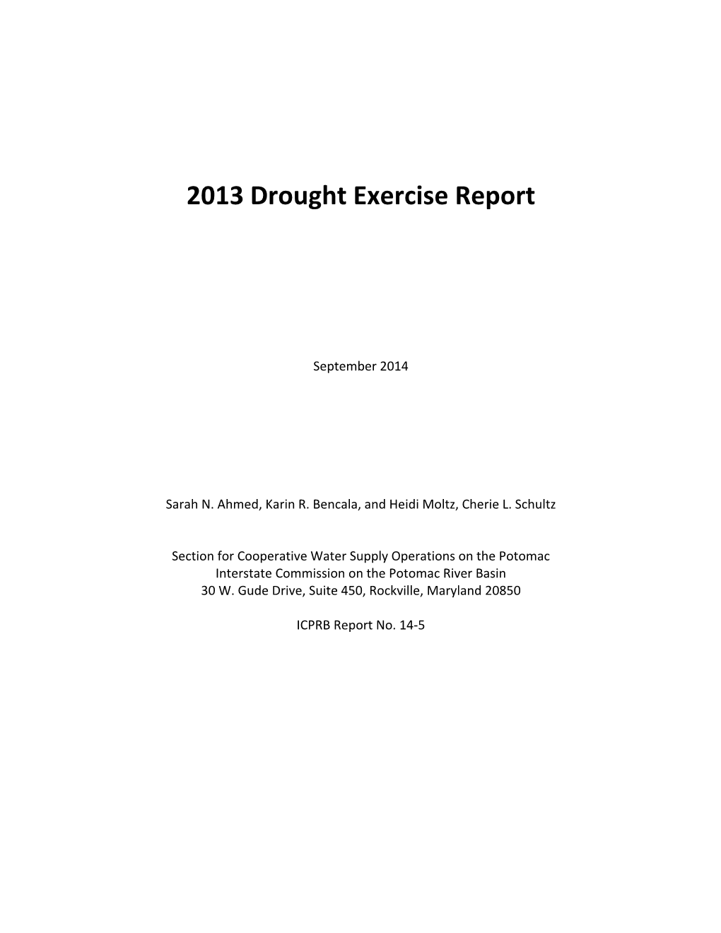 2013 Drought Exercise Report