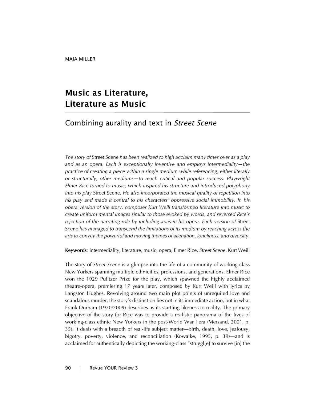 Music As Literature, Literature As Music